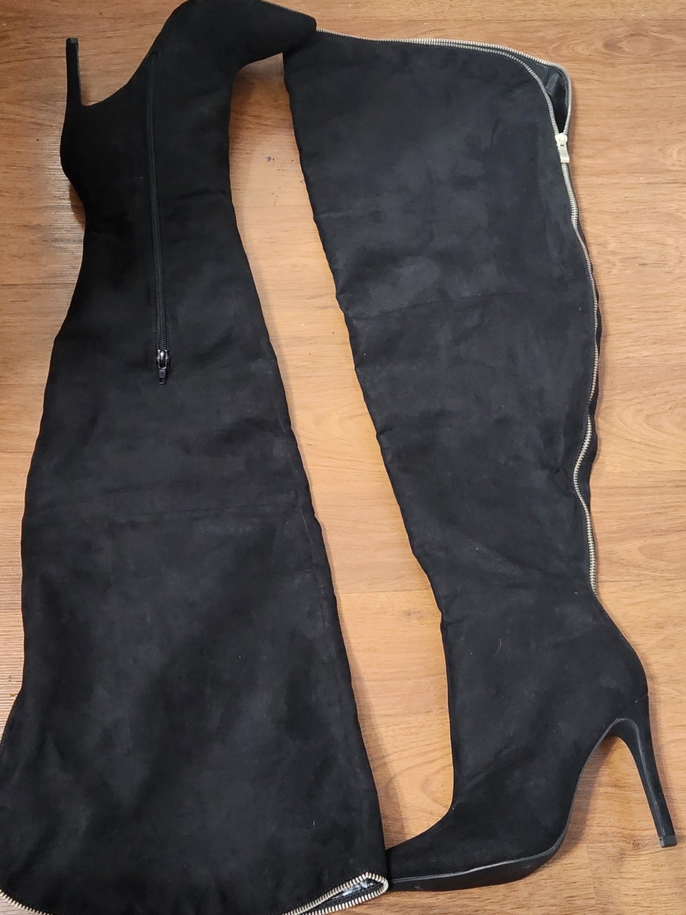 ShoeDazzle TILLEY-WC Women's Black Thigh-High Over Knee Side Zip Wide Calf 8.5